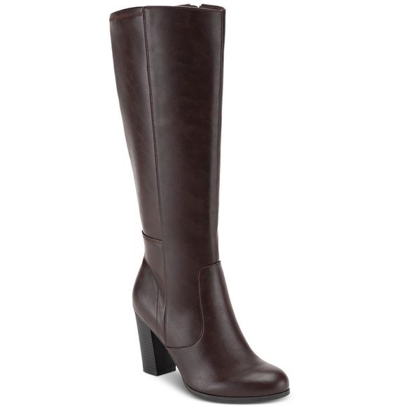 Style & Co. Womens Addyy Leather Tall Knee-High Boots Brown 7.5 Medium (B,M) - Picture 1 of 1
